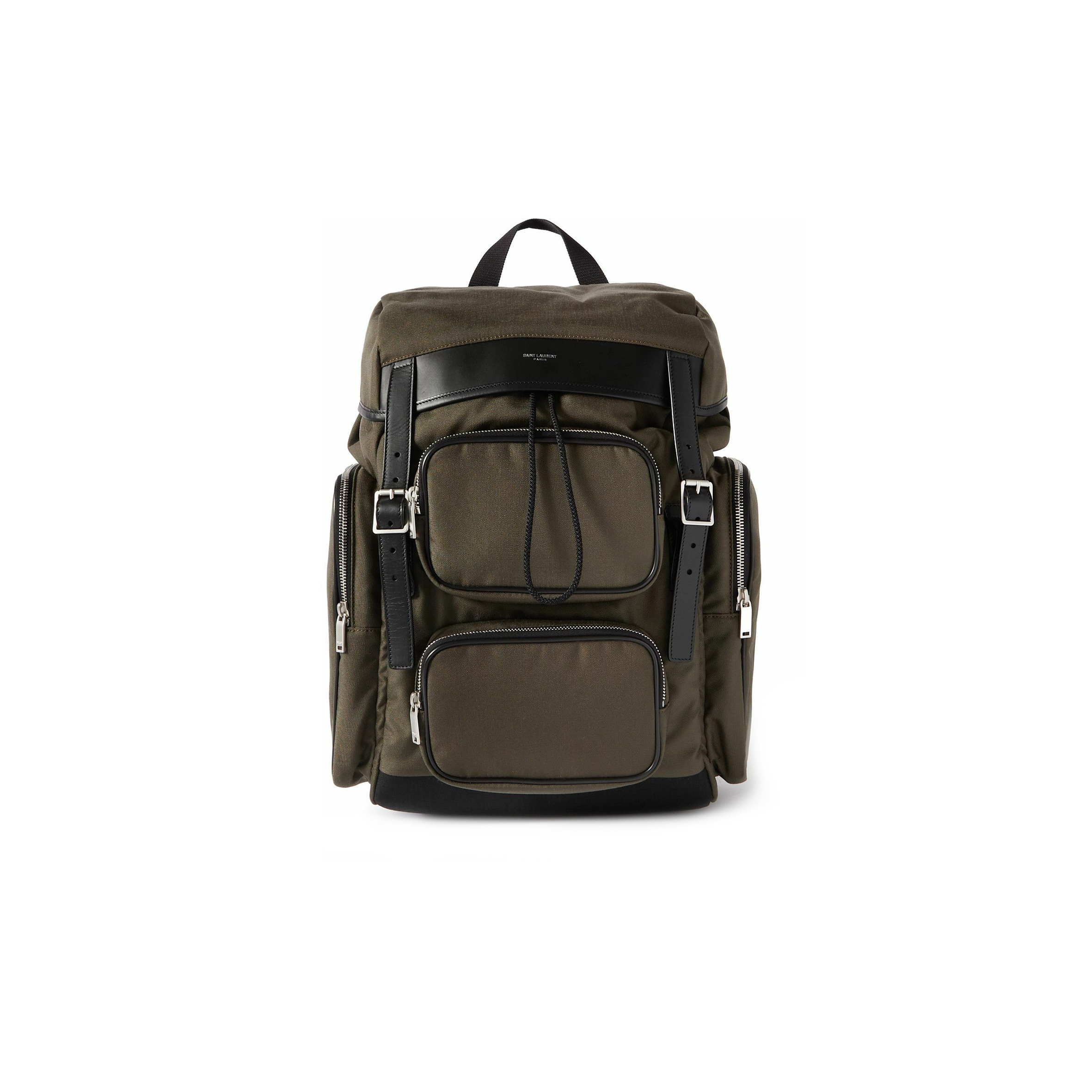 YSL CITY MULTI-POCKET BACKPACK IN ECONYL®, SMOOTH LEATHER AND NYLON 437110FABO12986 (34*42*22cm)
